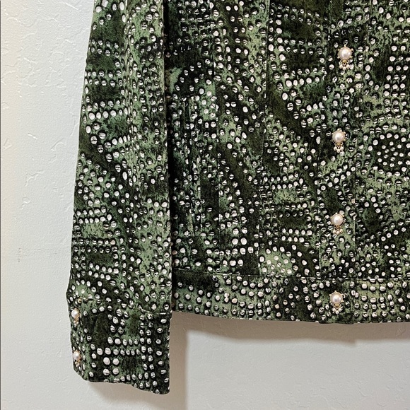 St. John Sport by Marie Gray Green Studded Jean Jacket - Picture 5 of 16